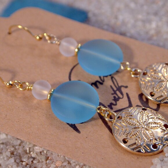 Gold Starfish Earrings Nautical Earrings Dangle Pierced or Clip-on earrings - Picture 3 of 8